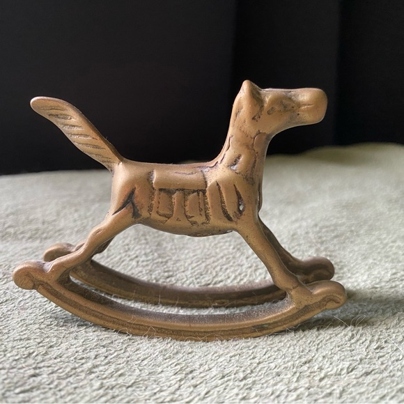Vintage Miniature Brass 3" Rocking Horse - Picture 1 of 3